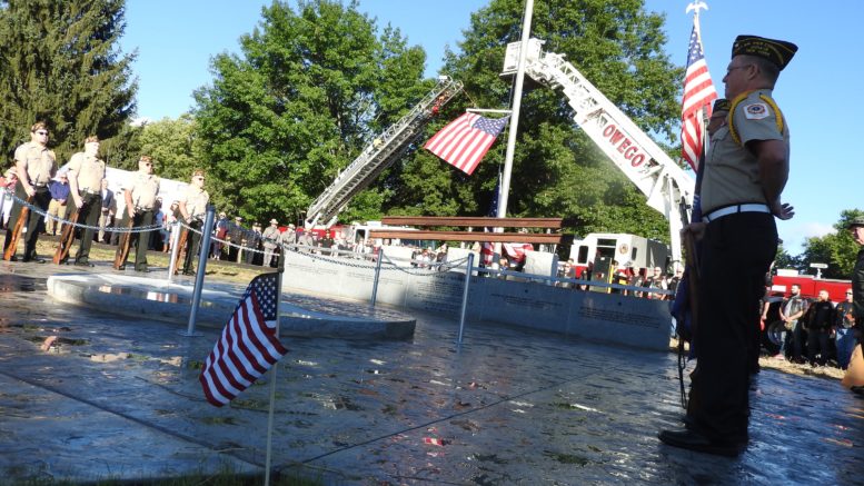 Ceremony in Owego draws large crowd, protesters thwarted