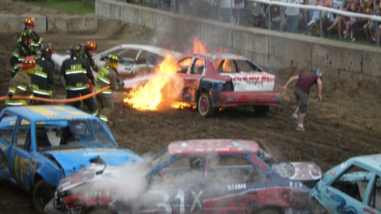 The demolition derby at the Tioga County Fair