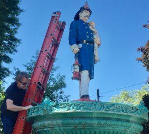Work begins on Baker Fireman’s Fountain Restoration