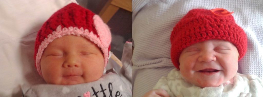 Guthrie celebrates Heart Month with red hats for babies