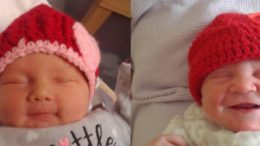 Guthrie celebrates Heart Month with red hats for babies