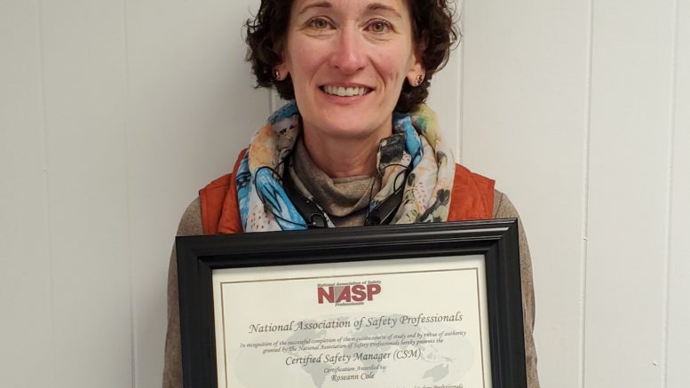 Cole earns NASP Safety Manager Certification