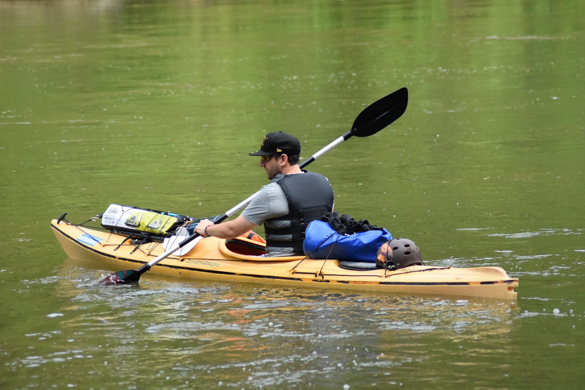 Man helping keep soldiers alive from kayak on the Susquehanna Owego
