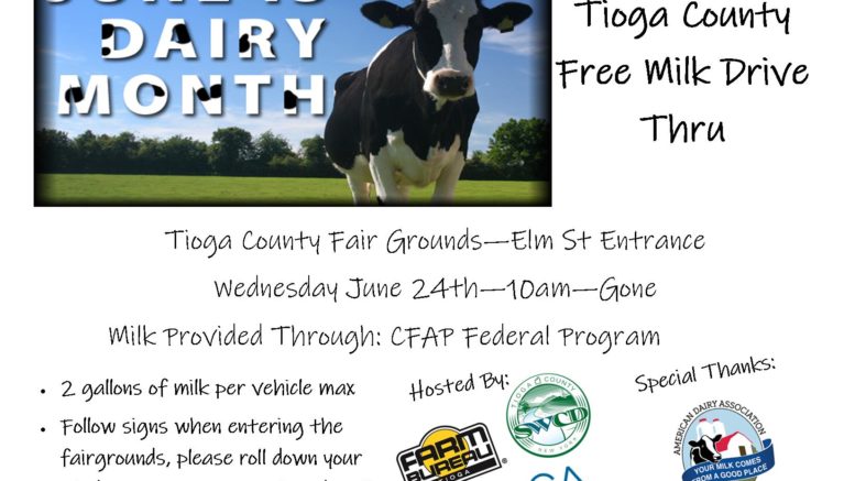Tioga County’s Ag Group to host free dairy drive thru event on June 24