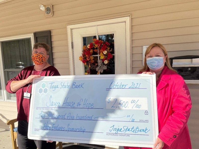 Tioga State Bank donates 2,500 to ‘Hope Endures’ Owego Pennysaver Press