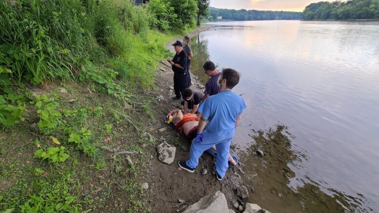 Man rescued from rocks on the river