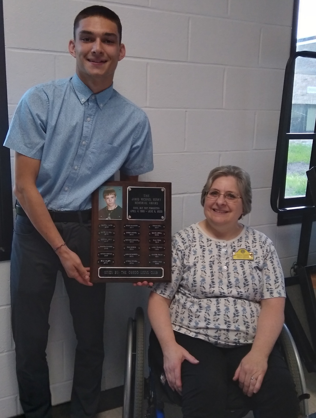 Owego Lions Club presents ‘Jarid Michael Henry Memorial Award’ Owego
