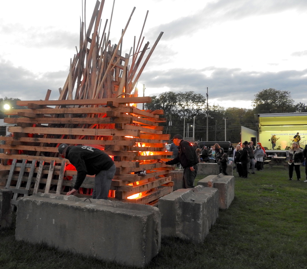 Bonfire keeps the chill off during Village Appreciation Night; Fireworks cap off free annual event