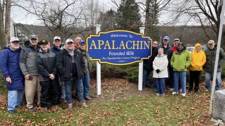 Apalachin Club replaces wind torn sign at ‘Lions Park’
