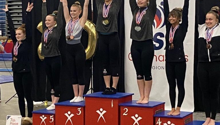 Local gymnast places in XCEL Platinum USAG and Regional competitions