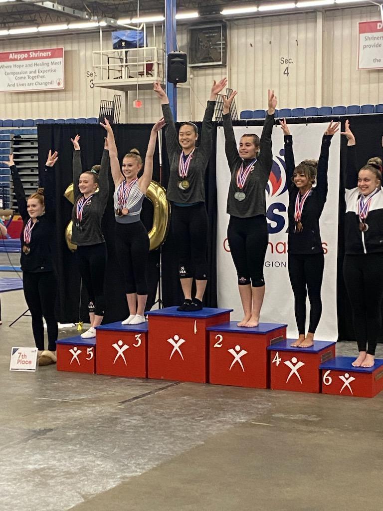 Local gymnast places in XCEL Platinum USAG and Regional competitions