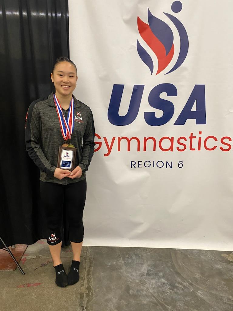 Local gymnast places in XCEL Platinum USAG and Regional competitions