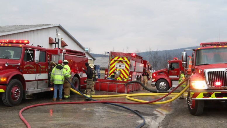 Fire engulfs barns at Tioga Downs Racetrack