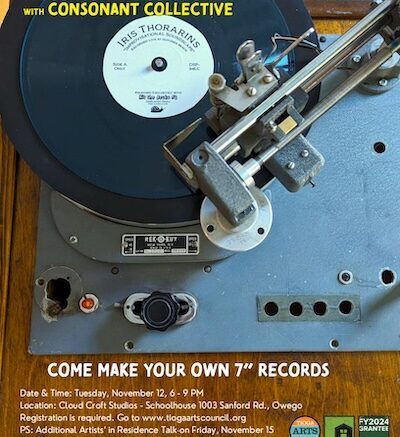 November Artists in Residence: Joseph Carlough and Katie Haegele; Presented by Cloud Croft Studios and the Tioga Arts Council