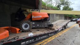 Heavy equipment crashes into Owego underpass; Traffic stalled during the Friday commute
